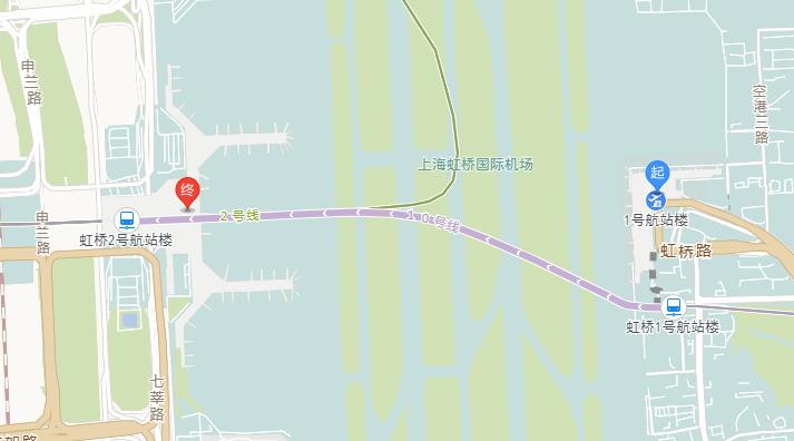 上海虹桥机场t1航站楼到t2航站楼怎么走(地铁)