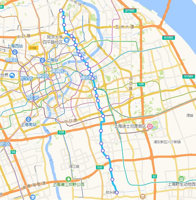 交通 上海地铁18号线站点,线路图,运营时间 二期工程长约7公里,设站5